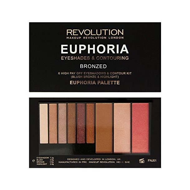Makeup Revolution Euphoria Eyeshades &amp; Contouring Palette - Bronzed 18g